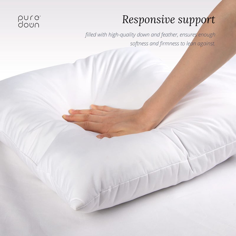 puredownÂ® Lumbar Pillow Inserts 12 x 20 (Pack of 2, White), Filled with Feather and Down, Decorative Pillows for Couch, Home Decor - Image 3